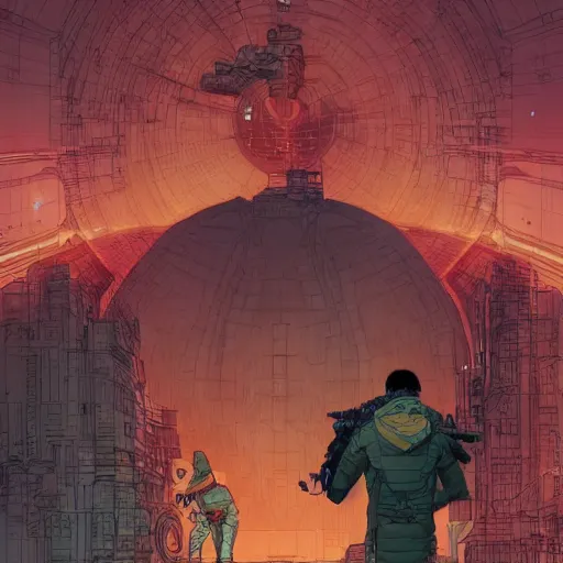 Prompt: He does not know how it works. I am going to show him painted by Feng Zhu and Loish and Laurie Greasley, Victo Ngai, Andreas Rocha, John Harris