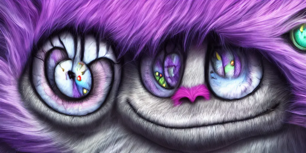 Image similar to The Cheshire Cat, Alice in wonderland, colorful, wide angle, super highly detailed, professional digital painting, artstation, concept art, smooth, sharp focus, no blur, no dof, extreme illustration, Unreal Engine 5, Photorealism, HD quality, 8k resolution, cinema 4d, 3D, beautiful, cinematic, art by artgerm and greg rutkowski and alphonse mucha and loish and WLOP