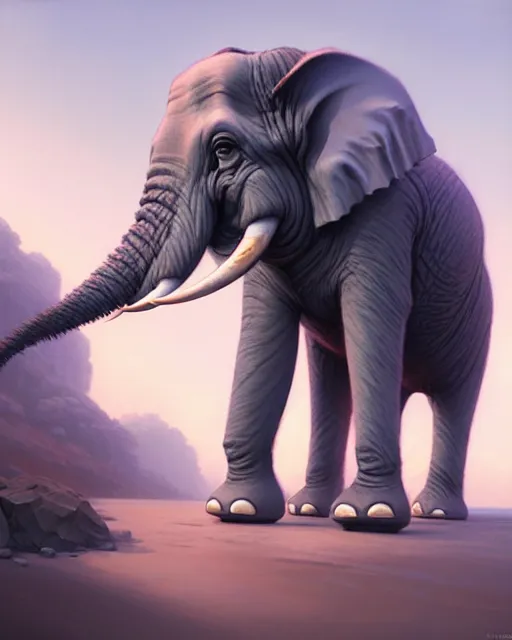 Image similar to highly detailed vfx portrait of a character of a elephant monster stephen bliss, chalk, unrealengine, greg rutkowski, loish, rhads, beeple, chalk, makoto shinkai and lois van baarle, ilya kuvshinov, rossdraws, tom bagshaw, basil gogos
