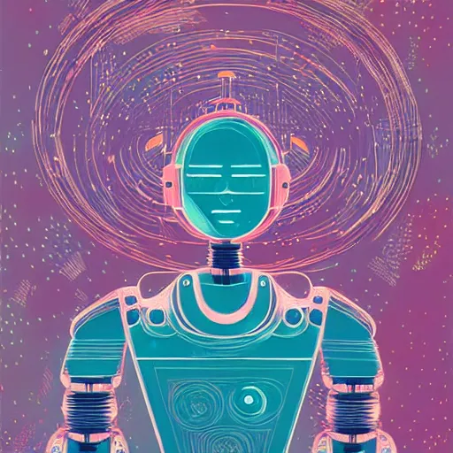 Prompt: Robot dreams by victo ngai