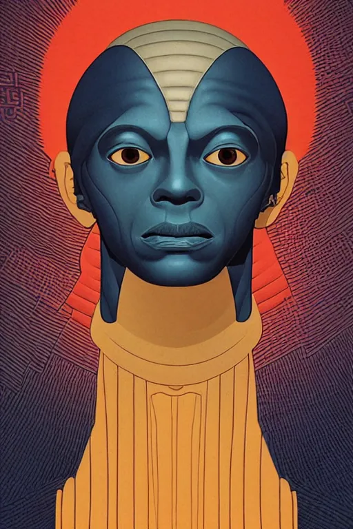 Prompt: poster artwork by michael whelan and tomer hanuka, a portrait of osiris, clean