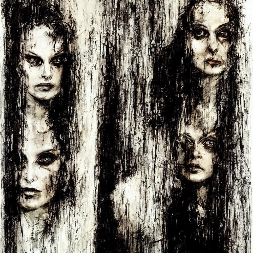 Image similar to realistic detailed portrait of a gothic bride in the mirror, god ray behind, by guy denning, scary style