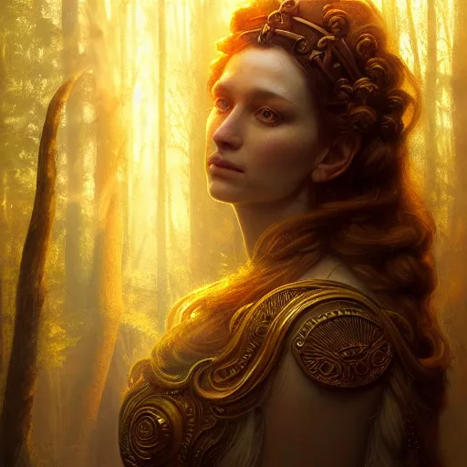 Prompt: majestic gracious goddess hera portrait, magic forest, atmospheric lighting, painted, intricate, volumetric lighting, beautiful, rich deep colours masterpiece, golden hour, sharp focus, ultra detailed, by leesha hannigan, ross tran, thierry doizon, kai carpenter, ignacio fernandez rios