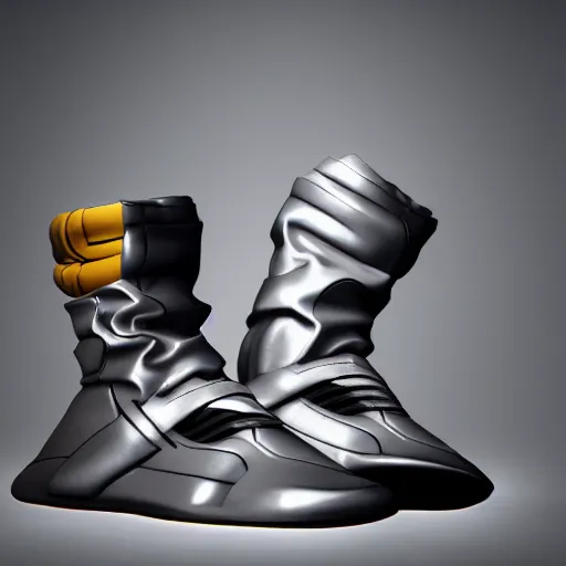 Image similar to futuristic balenciaga and vetements sneakers in giger style on gradient background, colorful, ultra rendered extreme realism and detail, 8 k, highly detailed, realistic, pbr, photorealistic