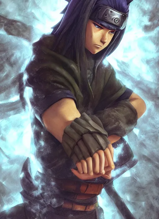 Image similar to ( ( ( hyperrealist cg an epic fantasy comic book style portrait painting of a naruto ) ) ) by daniel f. gerhartz and matt stewart, fantasy, photorealistic, octane render, unreal engine, dynamic lighting, perfect factions, very detailed faces, trending on artstation, poster, volumetric lighting, 4 k, award winning