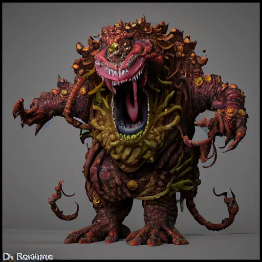 Image similar to The Xanathar, dnd monster, highly detailed, photorealism, substance 3d painter, texturing XYZ, Subsurface scattering, cinematic lighting, Unreal engine 5, octane render, cinema4d, vray, redshift, keyshot, Arnold render, marmoset toolbag,