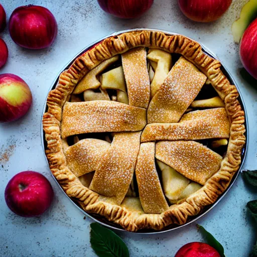 Prompt: bottle of italian sambuva liqeur baked into a slice of apple pie, photorealistic