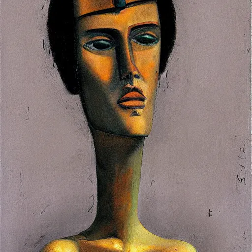 Prompt: portrait of a robot by amadeo modigliani in the style of greg rutkowski