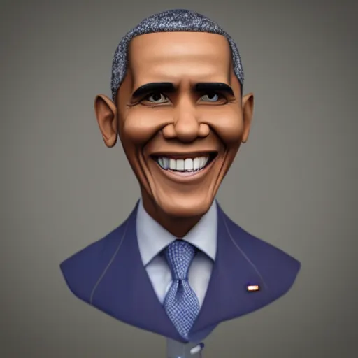 Prompt: hyperdetailed 3 d cartoon render of cartoon barackb obama in a confident expressive pose, cartoon eyes!!!!! cute, exaggarated facial features, cute cartoon style, white background, low angle shot, cinematic studio lighting, studio quality, octane render, unreal engine 5, trending on artstation, art by sebastian jm, 8 k