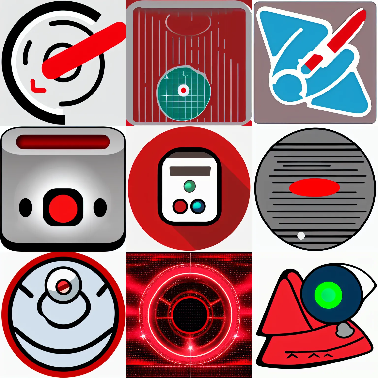 Image similar to notification icon of a spaceship next to a red dot, clear lines, vector, png