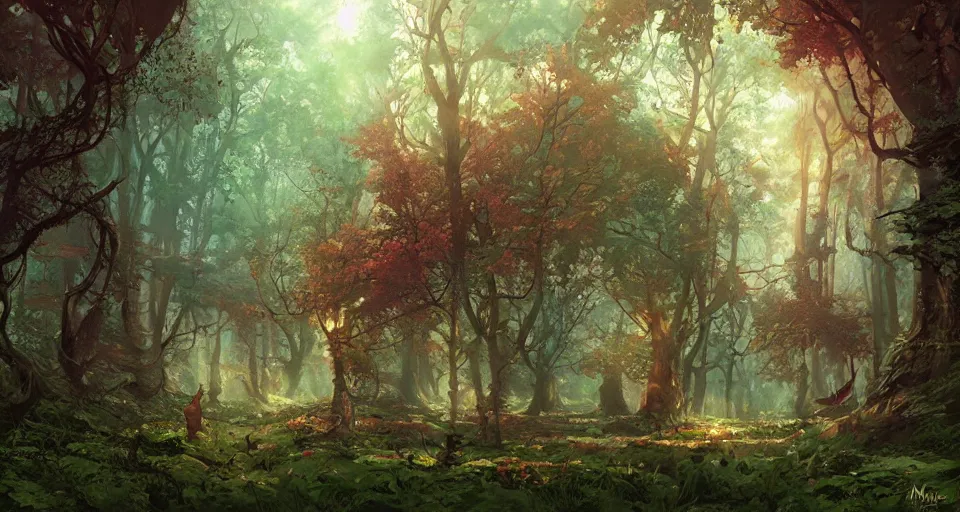 Image similar to Enchanted and magic forest, by Marc Simonetti