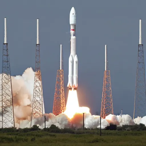 Image similar to a photo of the launch of the space launch system rocket, sls launch, dslr, launch photo