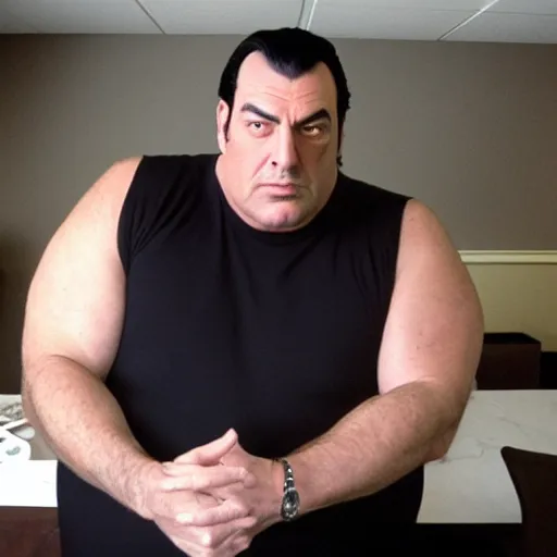 Image similar to Steven Segal as an overweight website admin