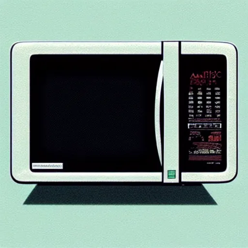 Prompt: a mint condition microwave, from the eighties, from japan, beautiful and aesthetic, close up, intricate, highly detailed, sleek face, smooth, sharp focus, specular light, occlusion shadow, rim light, artgerm, artstation, art by greg rutkowski and ilya kuvshinov and salvador dali, fantasy illustration