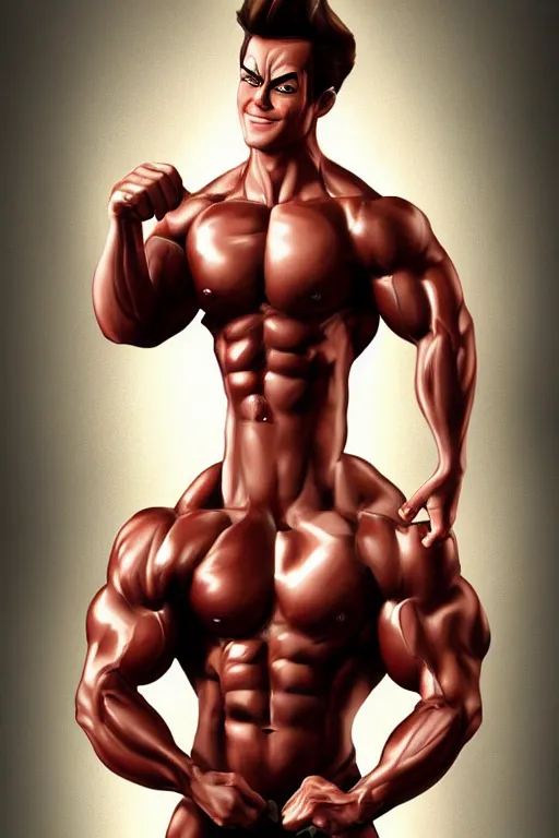 Image similar to muscular bodybuilder jimmy neutron boy genius cinematic epic photorealistic digital painting professional artwork