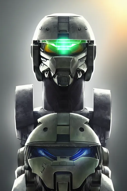 Image similar to robot ninja mask helmet halo master chief radiating a glowing aura global illumination ray tracing hdr fanart arstation by ian pesty and katarzyna da „ bek - chmiel