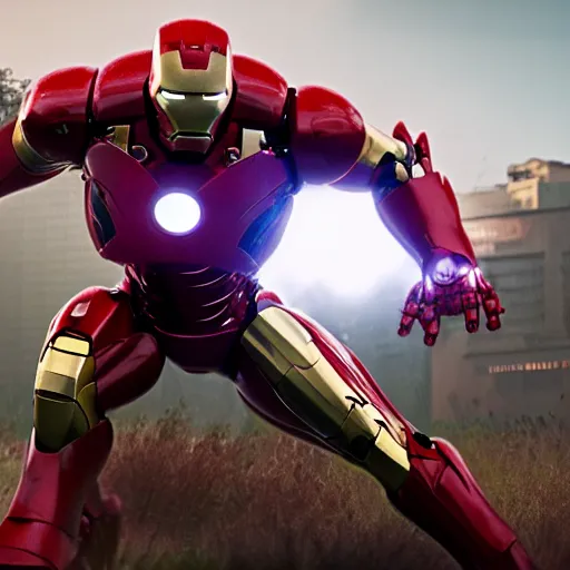 Prompt: carnage mixed with iron man cinimatic movie shot, lens flare, depth of field, still shot, high quality, realistic, unreal engine 5