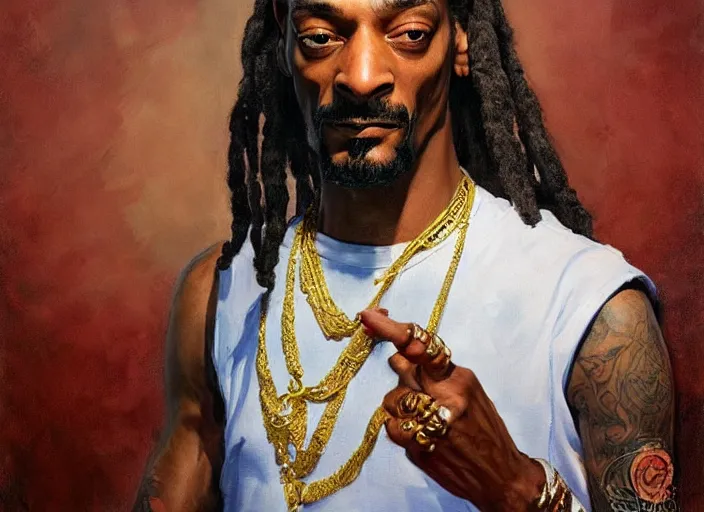 Prompt: a highly detailed beautiful portrait of snoop dogg as kratos, by gregory manchess, james gurney, james jean