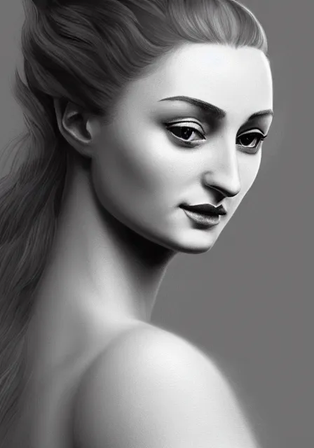 Image similar to sansa portrait in profile with a complex hairstyle with lots of curls, intricate, elegant, highly detailed, digital painting, artstation, concept art, smooth, sharp focus, illustration, pre - raphaelite style