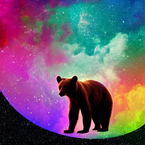 Prompt: Bear floating in space, award winning digital art, 4k