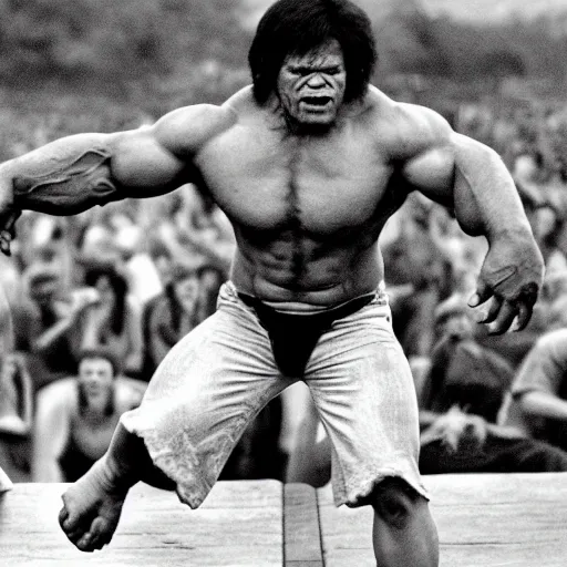 Image similar to hulk performing at woodstock