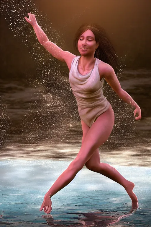 Image similar to water human dancing, cinematic lighting, extremely detailed, photorealistic