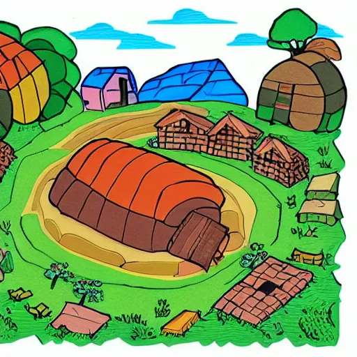 Image similar to village on the back of a giant turtle