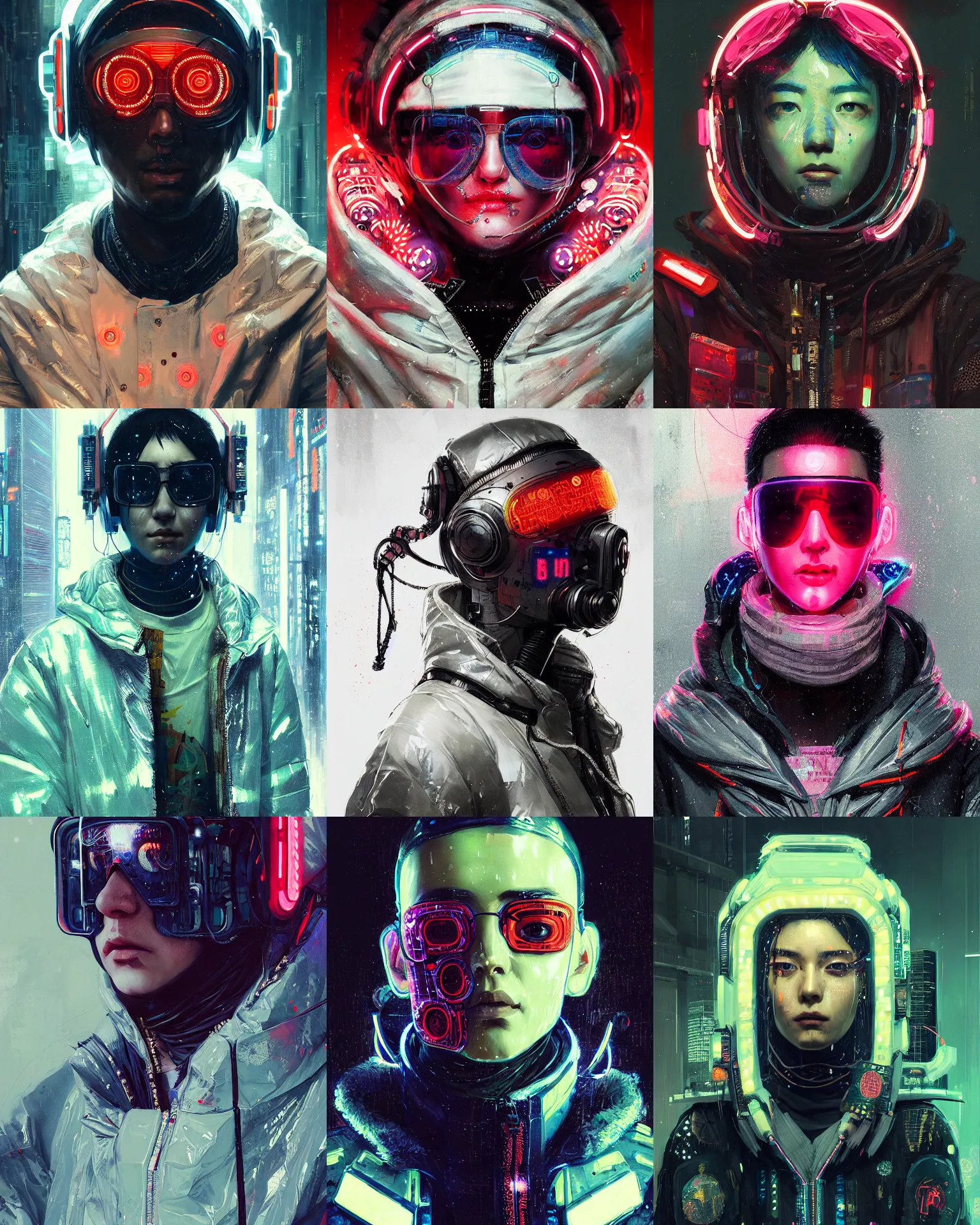 Prompt: detailed portrait, cyberpunk futuristic neon, reflective puffy coat, decorated with traditional Japanese ornaments by Ismail inceoglu dragan bibin hans thoma greg rutkowski Alexandros Pyromallis Nekro Rene Maritte Illustrated, Perfect face, fine details, realistic shaded, fine-face, pretty face