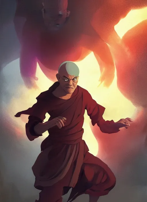 Image similar to Laurence Fishburne in Avatar: the last airbender, designed by Bryan Konietzko, by Greg Rutkowski