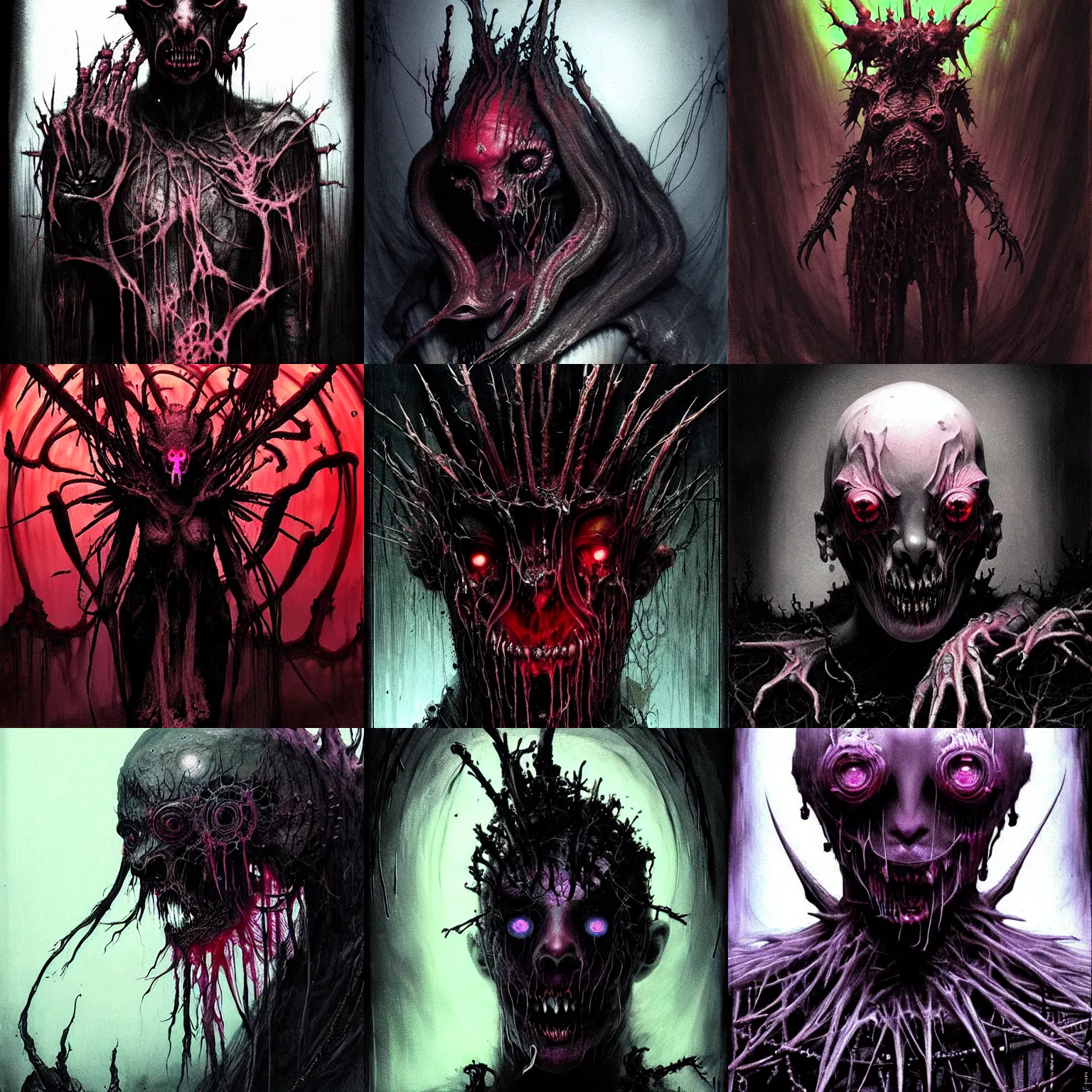 Prompt: a strange eerie magical scary creature in an eerie uncanny hell, transluscent neon, horror, concept art, detailed, award - winning, cinematic, by emil melmoth, by tsutomu nihei, by wayne barlowe,