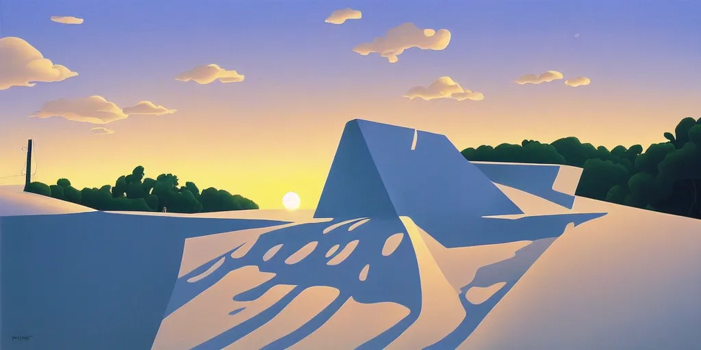 Prompt: the sun, blue sky, summer evening, kenton nelson