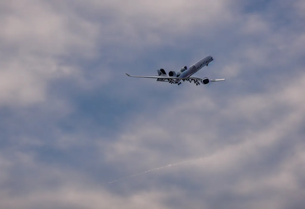 Prompt: plane crashing in the sky. highly detailed. wide angle shot. depth of field. high definition. 8 k. photography.