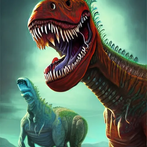 Image similar to Lofi bioPunk portrait tyrannosaurs rex Pixar style by Tristan Eaton Stanley Artgerm and Tom Bagshaw