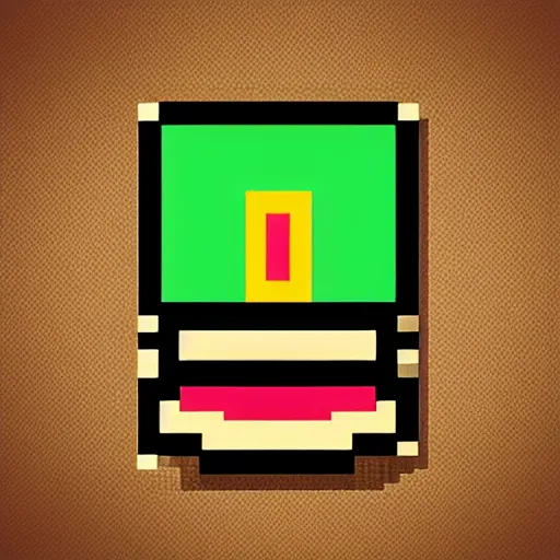 Prompt: hamburger pixel 3 2 bit icon art
