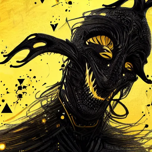 Image similar to a Monster character , black and gold , digital art, fantasy, magic, trending on artstation, ultra detailed, professional illustration by Walt Disney