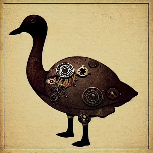 Prompt: Steampunk goose, steampunk artstyle