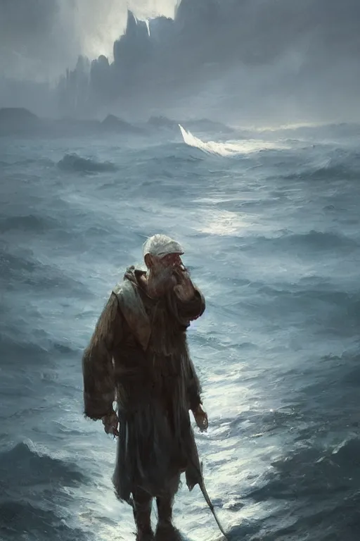 Prompt: old fisherman, 8 k, digital art, magic the gathering, mtg, by greg rutkowski, trending on artstation