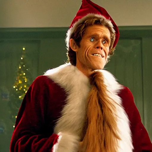 willem dafoe as buddy the elf in a scene from the Stable Diffusion