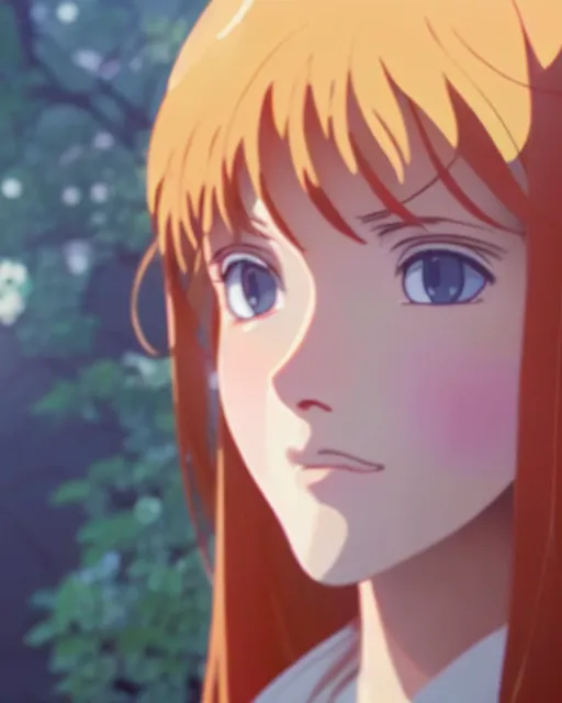 Image similar to azctec, katherine mcnamara, detailed perfect face, exquisite details, fire magic, mid view, design on a white background, by studio muti, greg rutkowski makoto shinkai takashi takeuchi studio ghibli