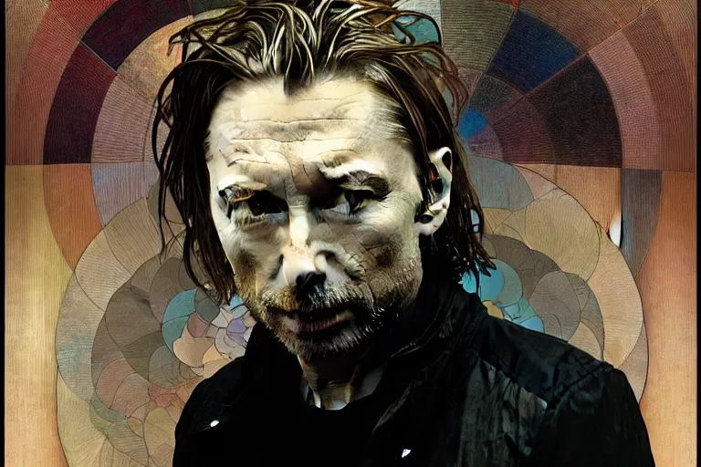 Prompt: hyper realistic portrait of thom yorke singer songwriter ok computer, side, liminal space, by lee bermejo, alphonse mucha and greg rutkowski