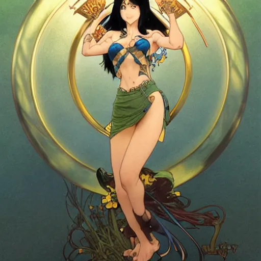 Image similar to highly detailed vfx portrait of nico robin by eiichiro oda, makoto shinkai, alphonse mucha, sharp focus, art by artgerm and greg rutkowski!, backlit, harsh overhead sunlight, blue eyes, stanley kybric, hiroya oku, makoto yukimura, takeshi obata, pixiv, fanbox,