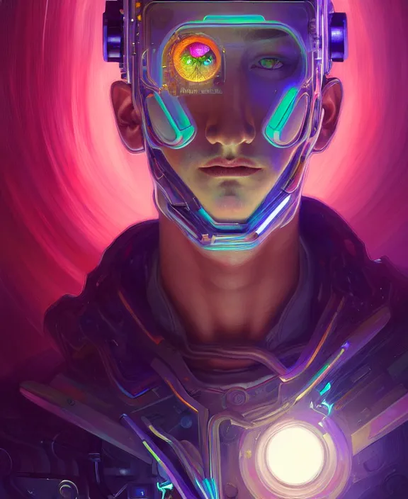 Image similar to a whirlwind inside the metaverse, guy, male, man, hologram, half body, neurochip, android, cyborg, cyberpunk face, by loish, d & d, fantasy, intricate, elegant, highly detailed, colorful, digital painting, artstation, concept art, art by artgerm and greg rutkowski and alphonse mucha