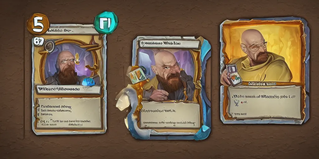 Prompt: walter white as a card in hearthstone
