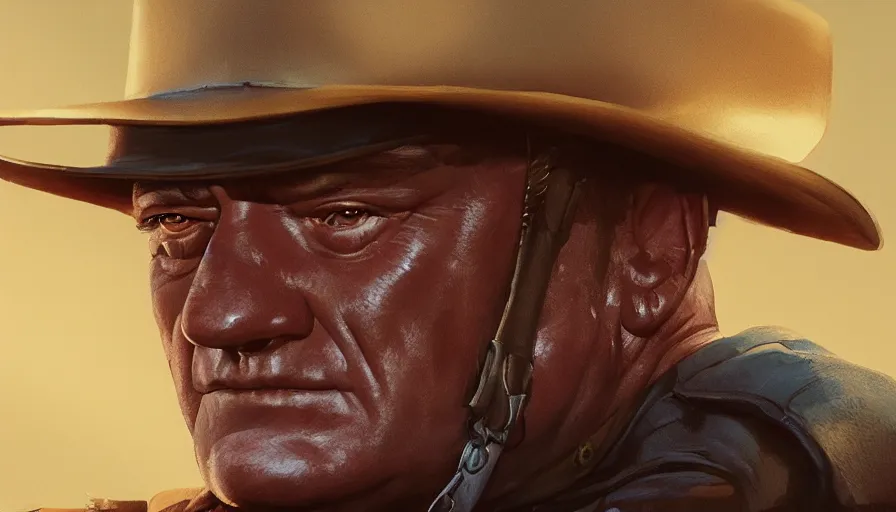 Image similar to John Wayne is a cop, hyperdetailed, artstation, cgsociety, 8k