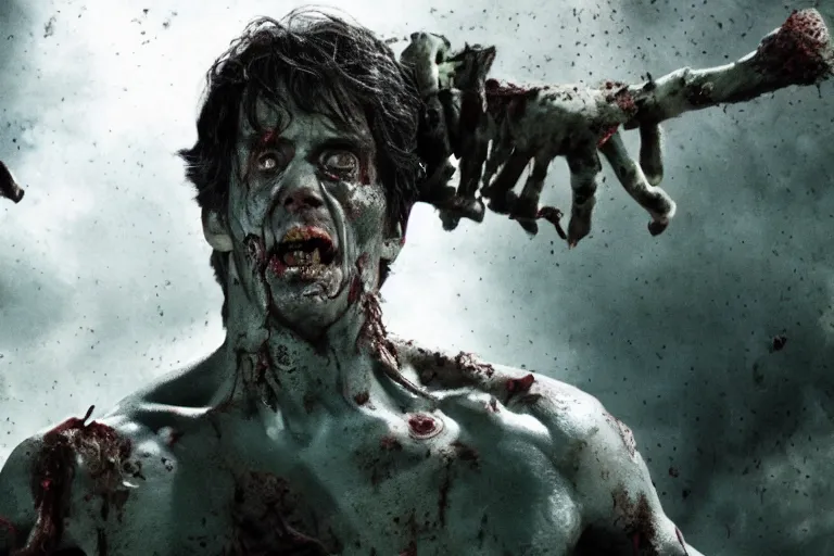 Image similar to film still of zombie Bruce Banner as a zombie in new avengers movie, 4k