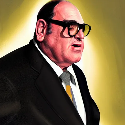 Image similar to danny de vito, alex ross, digital painting, hyperdetailed, volumetric lighting, sharp focus,