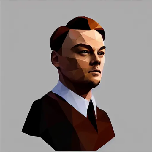 Prompt: low poly art of Leonardo de Caprio