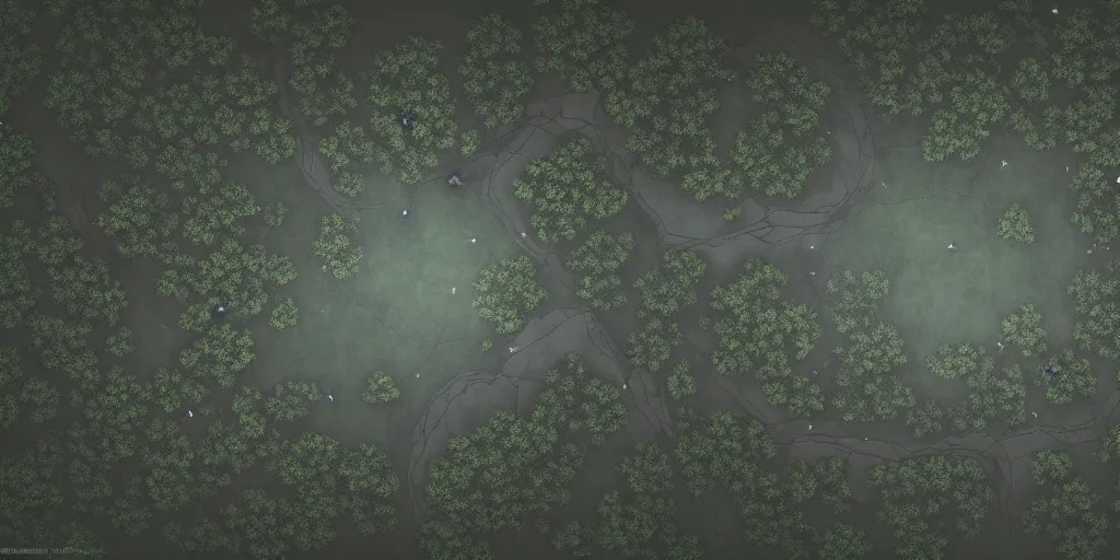 Image similar to a moonlit clearing in the woods, gridless tabletop roleplaying game map, top - down perspective, beautiful, 8 k, high quality digital art