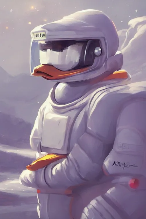 Image similar to Duck astronaut by Mandy Jurgens, digital painting, artstation, concept art, sharp focus, cinematic lighting, illustration, cgsociety