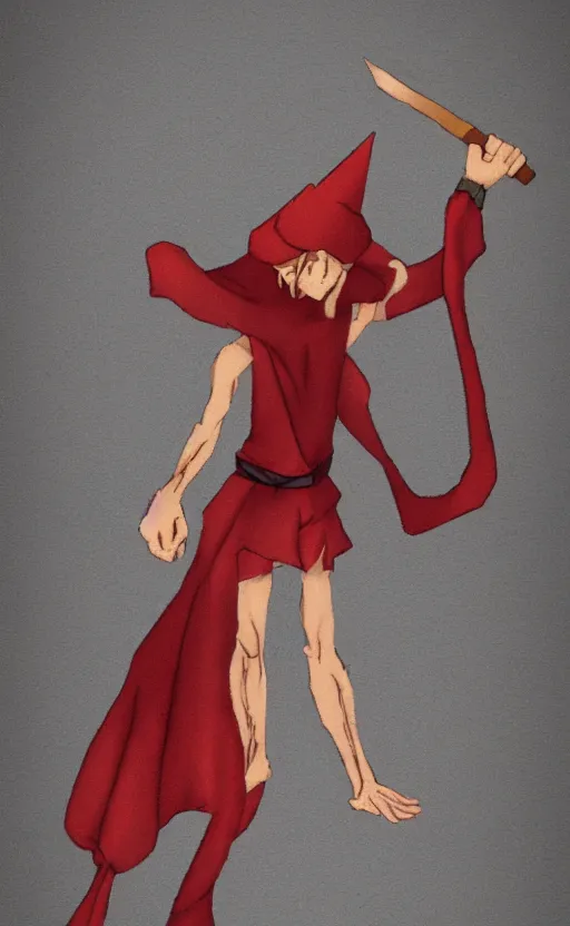 Image similar to a scrawny and weak red wizard